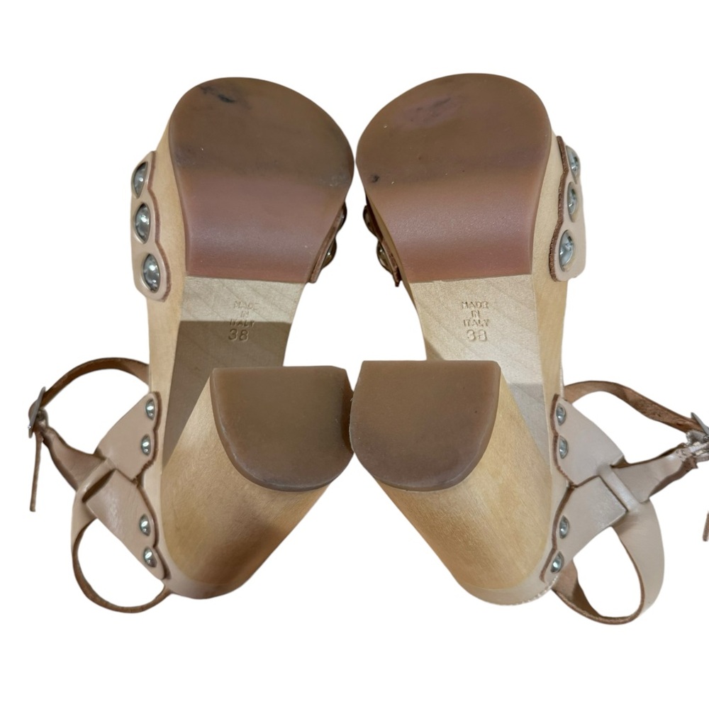 Jeffrey Campbell Platform High Heel Sandals Leather Beige Size 38 Italian - Picture 5 of 5